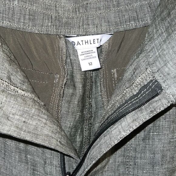 ✨Athleta Voyager Washable Linen Sz. 12  Olive Pants✨ - Picture 8 of 10
